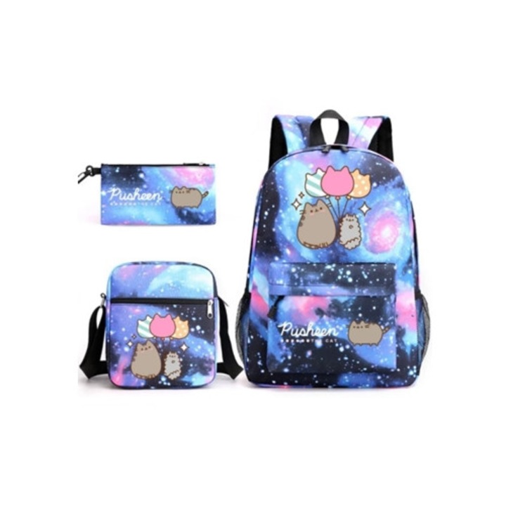 Set de 10 ghiozdane Kawaii Pusheen Cat, ghiozdane cosplay pentru scoala, multicolor