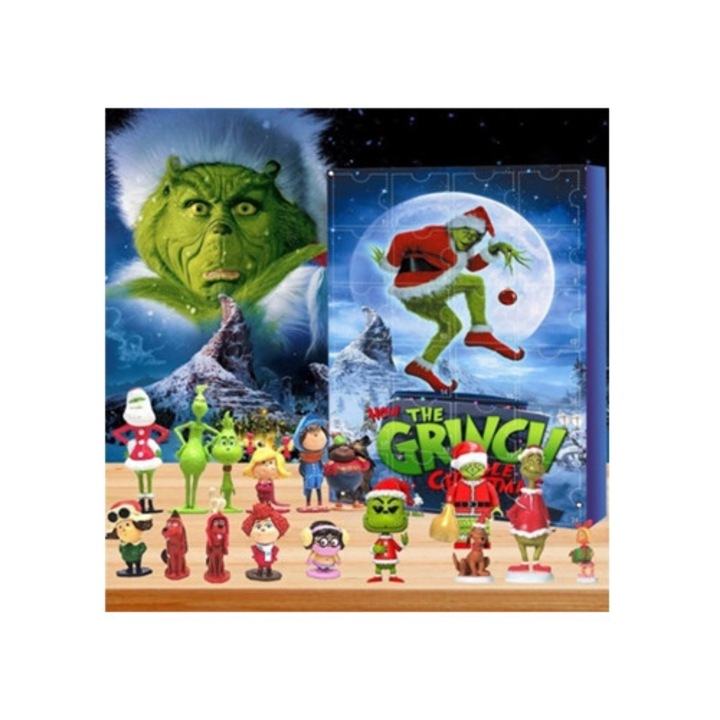 Коледен календар Grinch, 24 подаръка, зелен, комплект