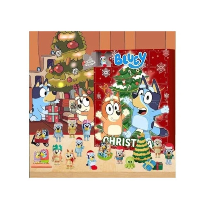 Коледен адвент календар Bluey с 24 изненади, интерактивни детски играчки