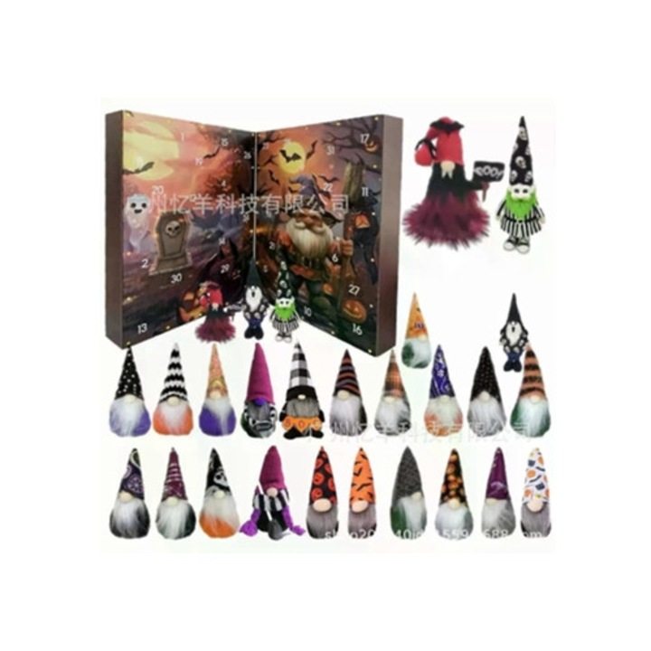 Halloween Adventi naptár, plüss gnómok
