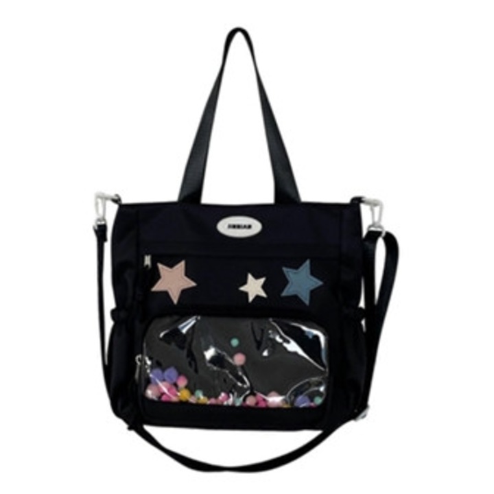 Könnyű, átlátszó világoskék nylon crossbody táska, bevásárláshoz és utazáshoz