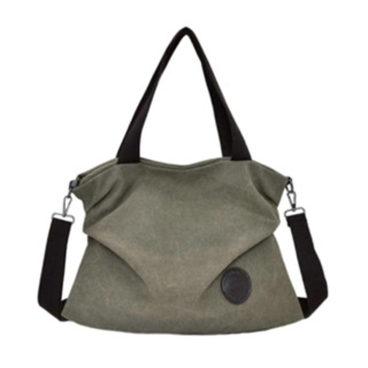 Geanta de umar din panza pentru femei, alba, cu manere superioare, pentru shopping si calatorii