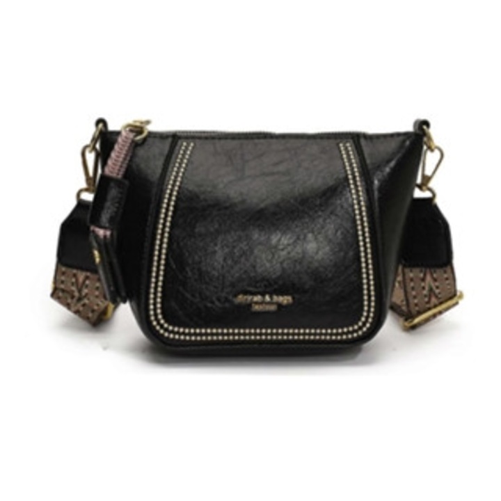 Női crossbody táska, ökológiai bőrből készült vödörtáska, tágas belső, állítható pánt