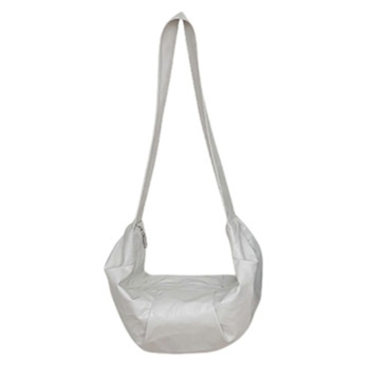 Geanta casual din piele ecologica unisex, cu curea ajustabila si inchidere cu fermoar, maro