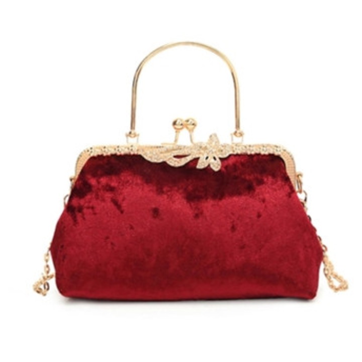 Geanta de umar eleganta, geanta de umar pentru femei, geanta de seara cu lant, rosie