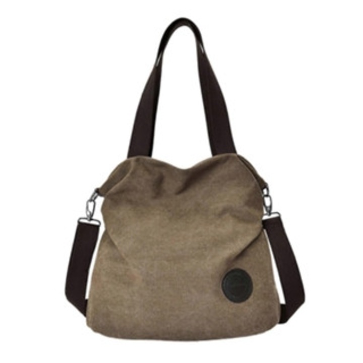 Geanta de umar din panza pentru femei, alba, cu manere superioare, pentru shopping si calatorii