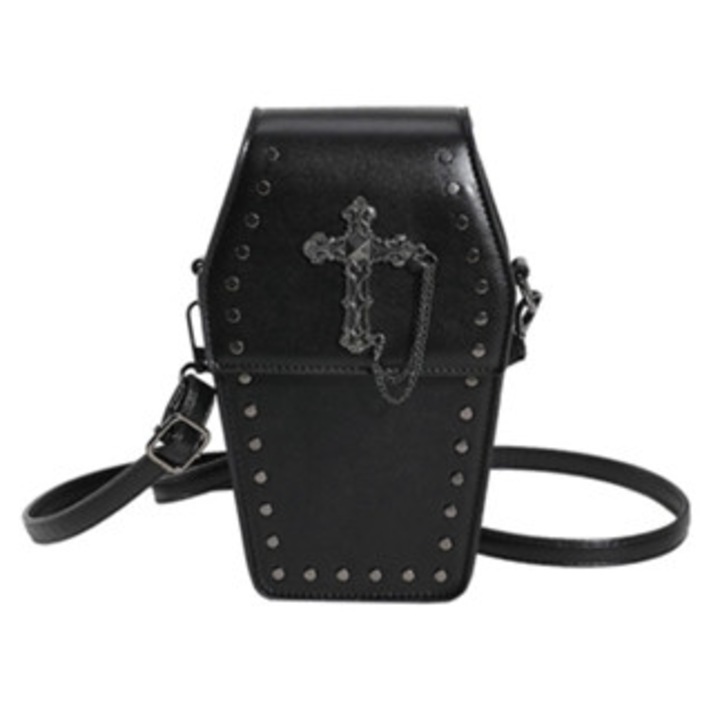 Koporsó alakú crossbody táska szegecsekkel, szett nőknek és lányoknak, kicsi, sokoldalú.