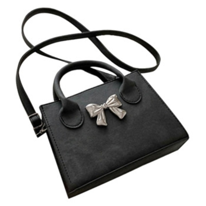 Geanta de umar alba cu design fluture delicat si manere, ideala pentru birou si calatorii