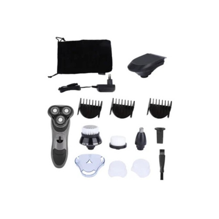 Aparat de ras electric 4-in-1, lavabil, trimmer pentru barba, set