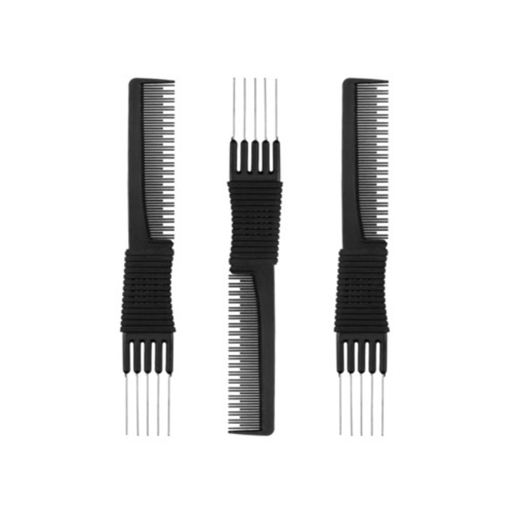 Set de 12 piepteni din fibra de carbon, din metal, negri
