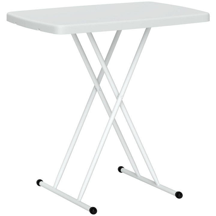 Masuta de gradina Outsunny pliabila cu inaltime reglabila, din metal si HDPE, alba