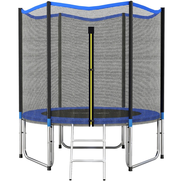 Trambulina de Exterior, SPORTNOW, Otel, PP, 244 x 244 x 240 cm, Albastru
