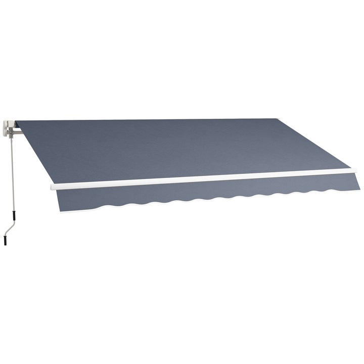 Copertina Manuala, Outsunny, Aluminiu, poliester, 360 cm x 250 cm x 148 cm, Gri Inchis