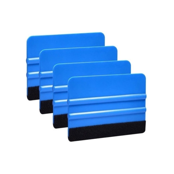 Set 4 raclete din plastic cu margine din fetru pentru instalare autocolante auto