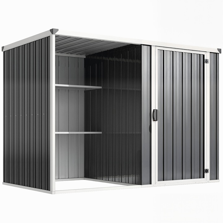 Depozit de Gradina, Outsunny, Otel galvanizat, 231 x 125 x 162 cm, Gri Inchis