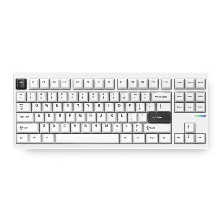 MCHOSE GX87 алуминиева механична клавиатура, трирежимна свързаност, RGB осветление, бяла, 361x144x43mm