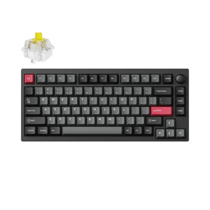Механична клавиатура Keychron Lemokey P1, черна, 75%, hot-swappable суичове, PBT капачки