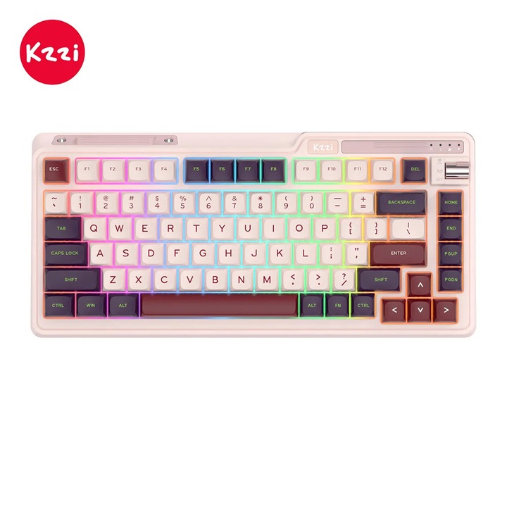 Механична клавиатура KZZI K75 Lite Nezuko Purple, 82 бутона, RGB осветление, размер 335x155x42mm
