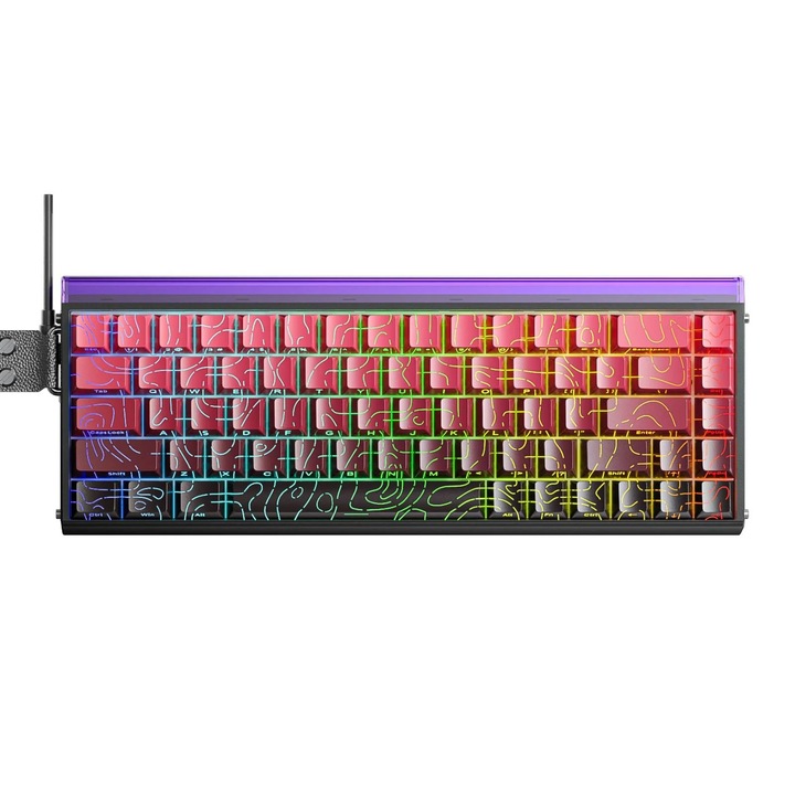 Aula Hero 68 Безжична клавиатура, магнитни Hall Effect, RGB, 314x112x43mm, черно/червено