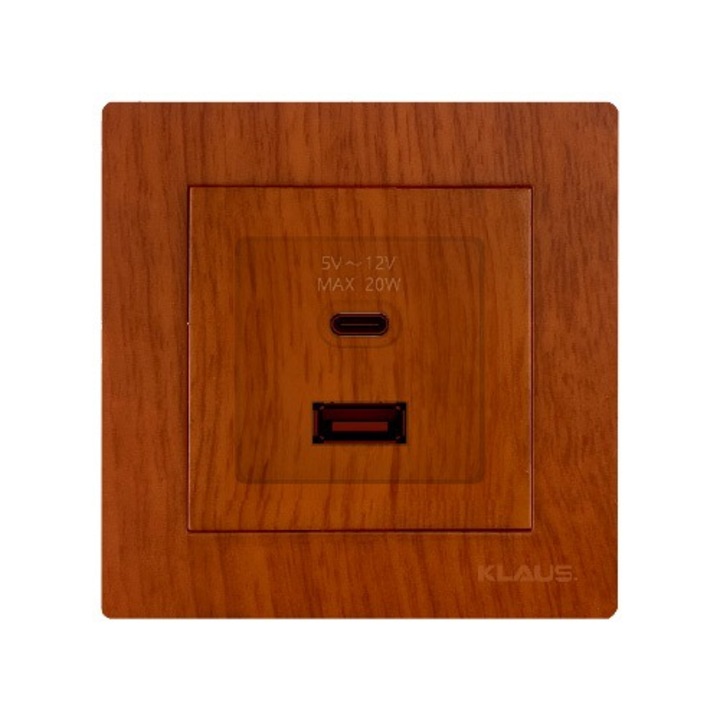 Комплект 8 USB контакта Klaus от дърво, 8 контакта