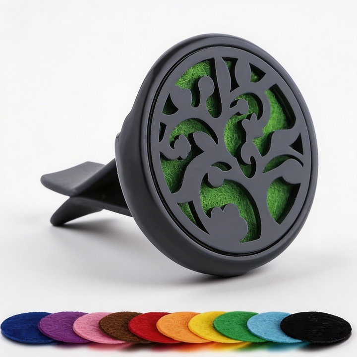 Difuzor parfum auto AromaDrive, design premium, 10 pad-uri incluse, reutilizabil, pentru ventilatie