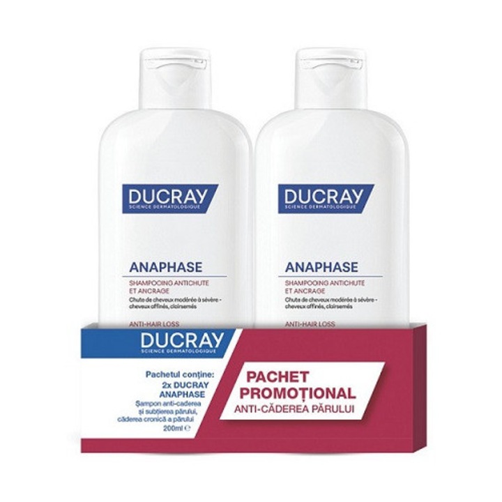 Pachet șampon împotriva căderii părului Ducray, 200 ml + 200 ml, unisex, păr gras