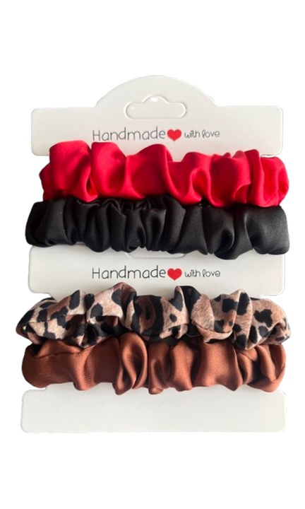 Set 4 elastice de par scrunchie Alma, matase satinata, multicolor, 1.2cm