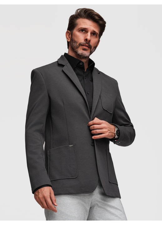 Мъжко сако slim fit с три джоба и класически отворени лапи M165, Tъмносив