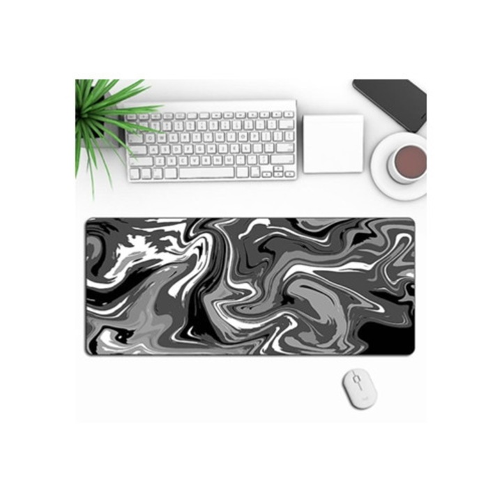 Mousepad Gaming, design fluid abstract negru, 30x40cm