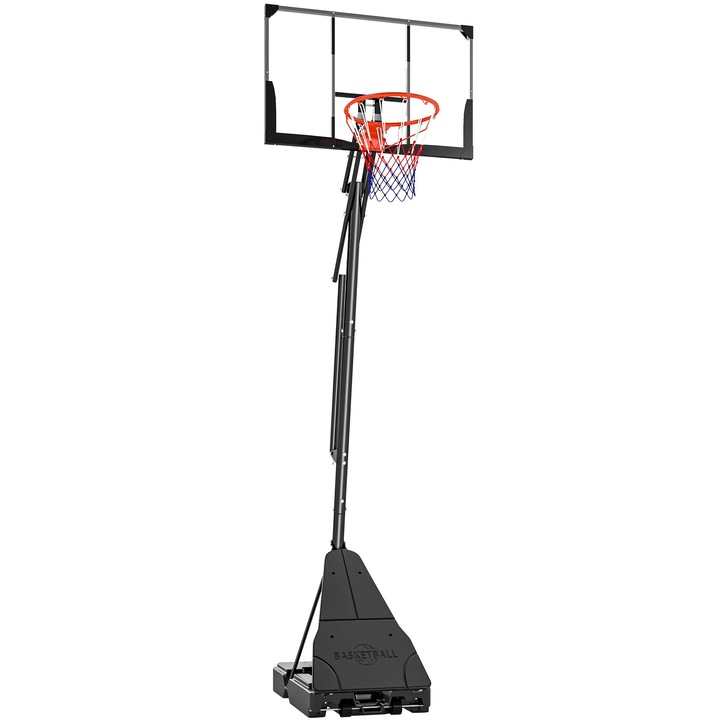 Stand pentru cos de baschet, SPORTNOW, Otel, PE, 120 x 120 x 305 cm, Negru