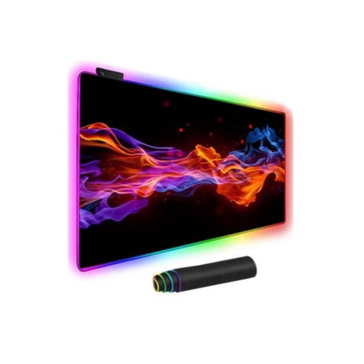 Mousepad LED mare cu baza din cauciuc antiderapant