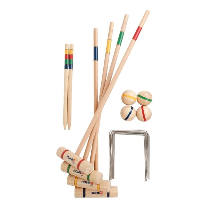 Joc premium Croquet, set din lemn cricket pentru 4 persoane