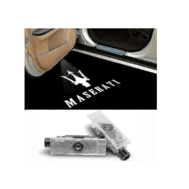 Комплект 2x LED проектори за Maserati Ghibli Levante Quattroporte, лого, C Style