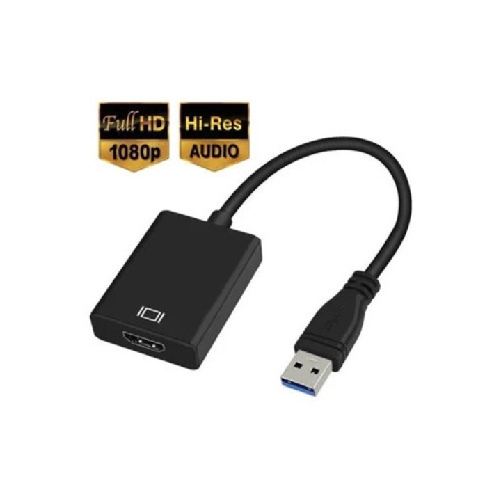 Адаптер USB 3.0 към HDMI, 1080p, видео кабел с аудио изход