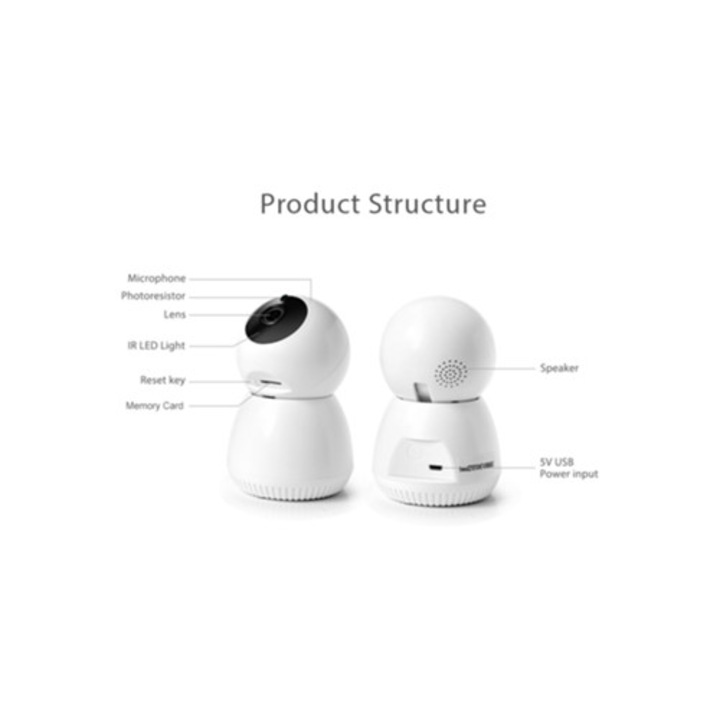 WiFi камера за наблюдение 1080P HD, нощно виждане, двупосочен интерком, комплект