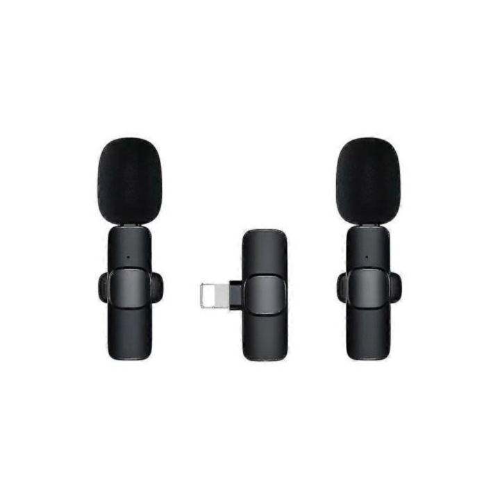 Microfon lavalier wireless, reducere automata a zgomotului, pentru iPhone iPad