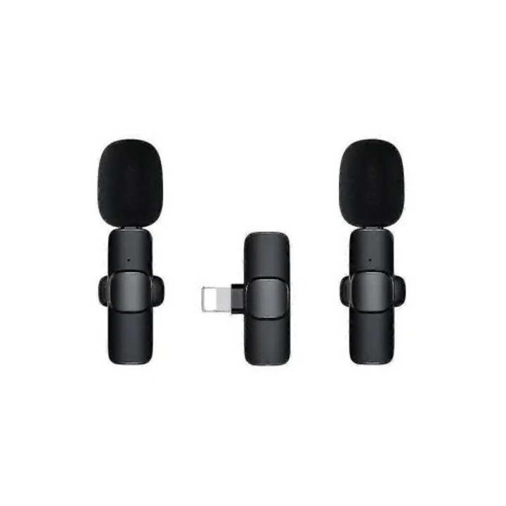 Microfon lavalier wireless, reducere automata a zgomotului, pentru iPhone iPad