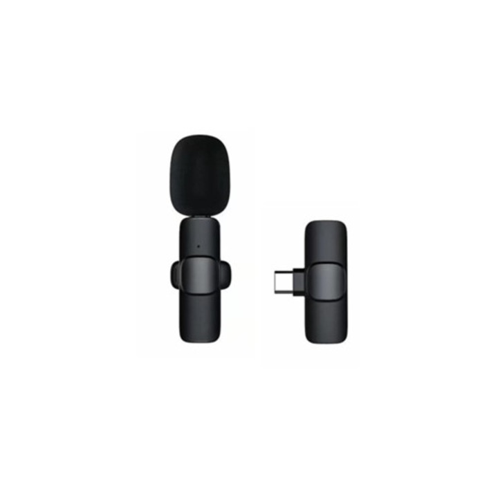 Microfon lavalier wireless UHF profesional, 2.4GHz, negru