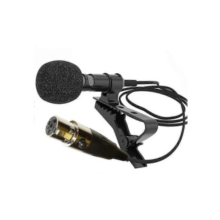 Микрофон тип брошка с щипка и предавател Mini XLR 4 пина