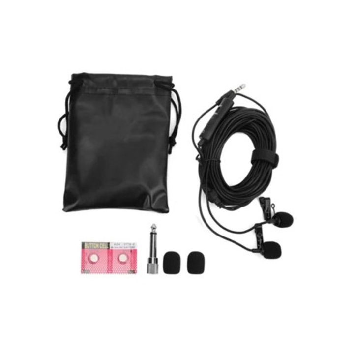 Microfon lavalier EM2, reducere zgomot, clip de soc, pentru telefoane mobile, computere, mixere