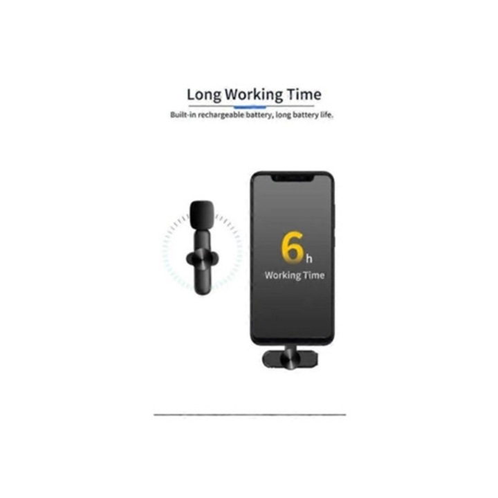 Vezeték nélküli 2 az 1-ben lavalier mikrofon, fekete, USB-C