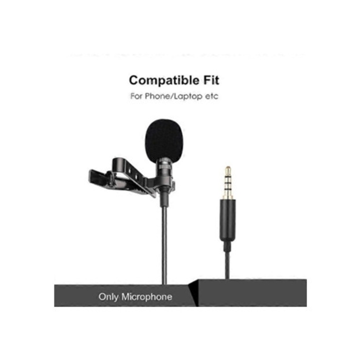 Преносим микрофон Lavalier 1.5M, кондензаторен, с щипка, за телефон, компютър
