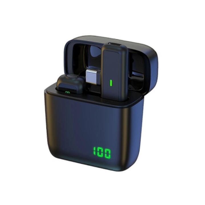 Microfon lavalier Sx5 C, wireless, inregistrare video, display digital