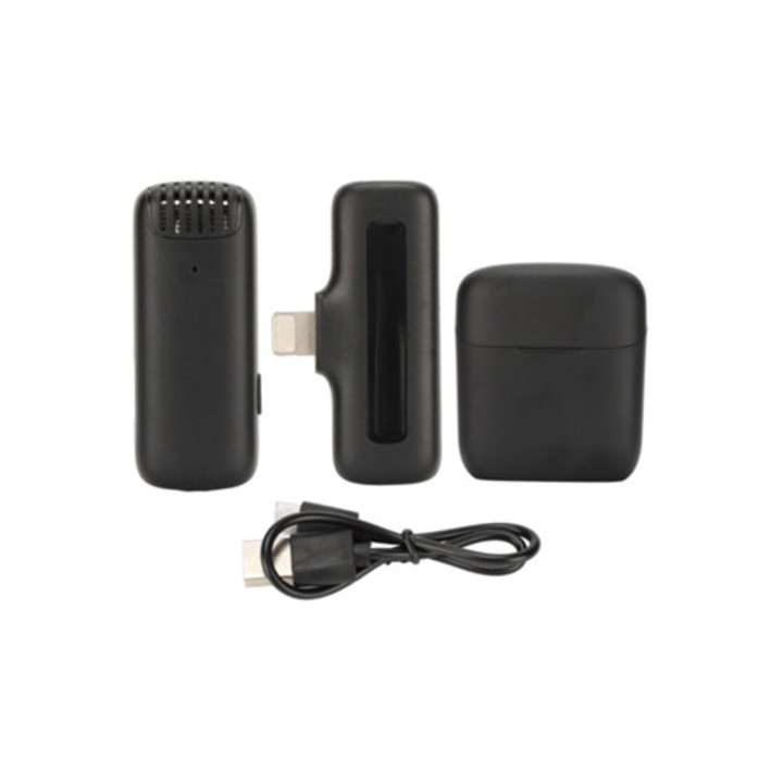 Microfon lavalier wireless cu reducerea zgomotului, clip 5V, negru