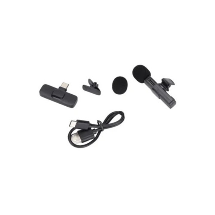 Microfon lavalier wireless cu clip pentru video live, exterior, pentru telefon mobil