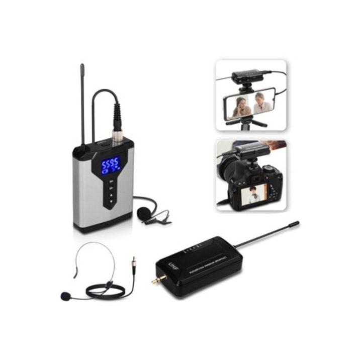 Безжичен микрофон Lavalier Q6 1-Drag със стойка, USB за запис на компютър, телефон на живо, SLR