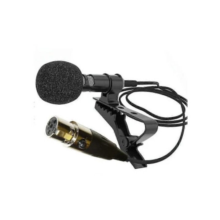 Микрофон тип лавалиер с щипка и предавател Mini XLR 4 пина