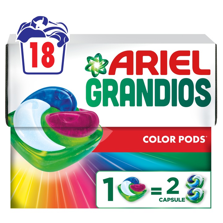 Ariel Grandios PODS® Color kapszulás mosószer, 18 mosáshoz