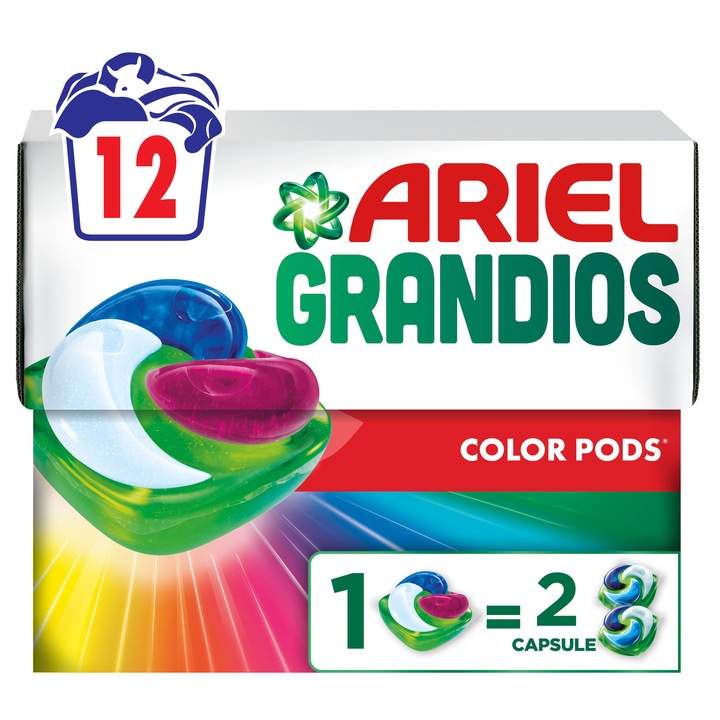 Ariel Grandios PODS® Color kapszulás mosószer, 12 mosáshoz