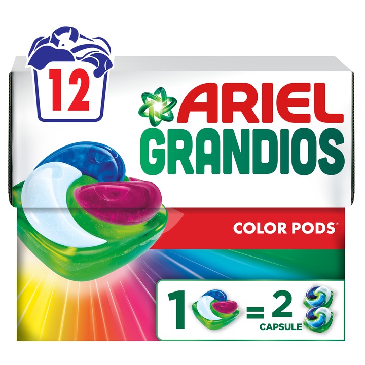 Ariel Grandios PODS® Color kapszulás mosószer, 12 mosáshoz